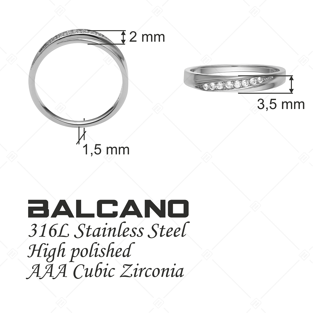 BALCANO - Zoja / Edelstahl Ring mit Zirkonia Edelsteinen und Spiegelglanzpolierung (041211BC97)