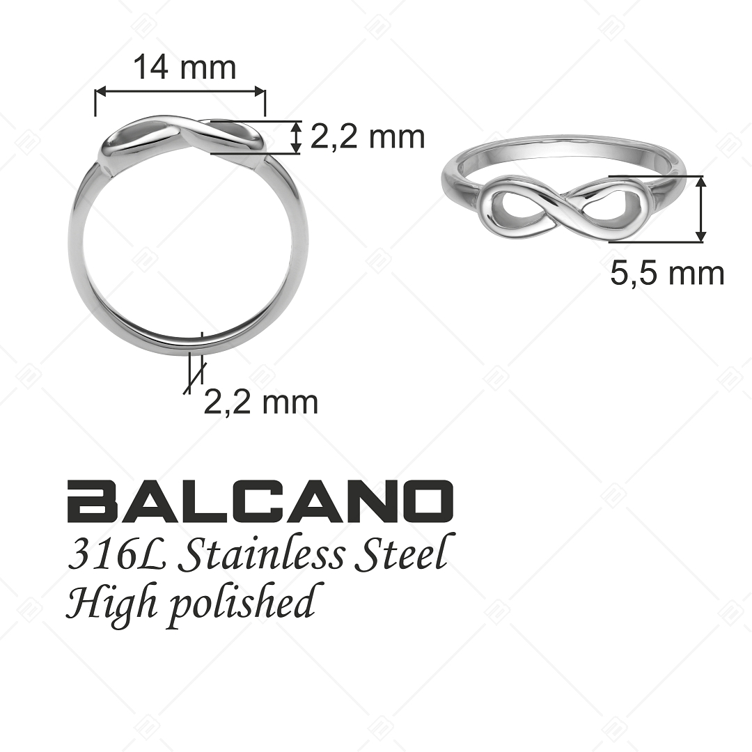 BALCANO - Infinity / Bague en acier inoxydable avec symbole de l'infini avec hautement polie (041212BC97)
