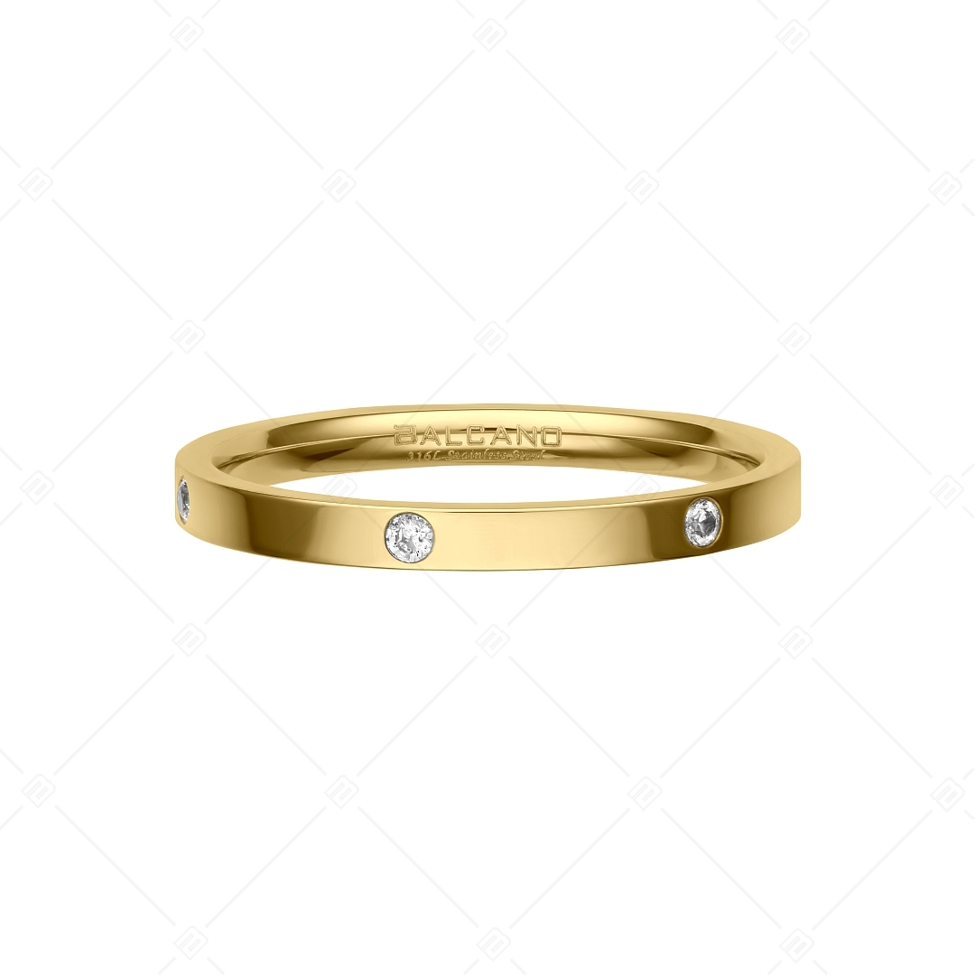 BALCANO - Six / Edelstahl Ring mit Zirkonia Edelsteinen und Hochglanzpolierung mit 18K Gold Beschichtung (041213BC88)