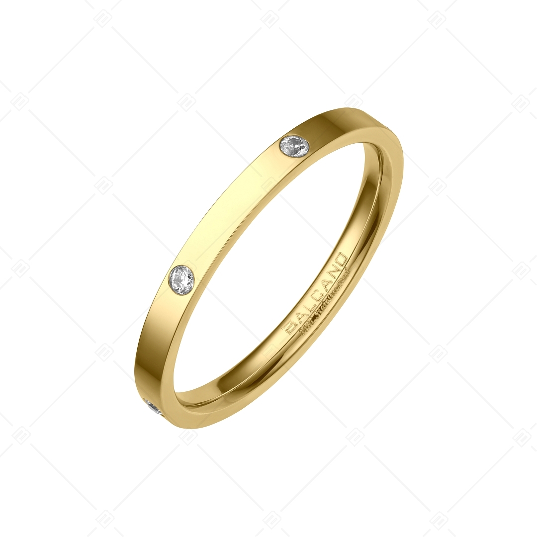 BALCANO - Six / Stainless Steel Ring With Zirconia Gemstone, High Polished and 18K Gold Plated (041213BC88)