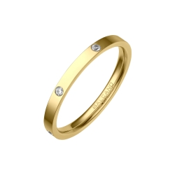 BALCANO - Six / Stainless Steel Ring With Zirconia Gemstone, High Polished and 18K Gold Plated