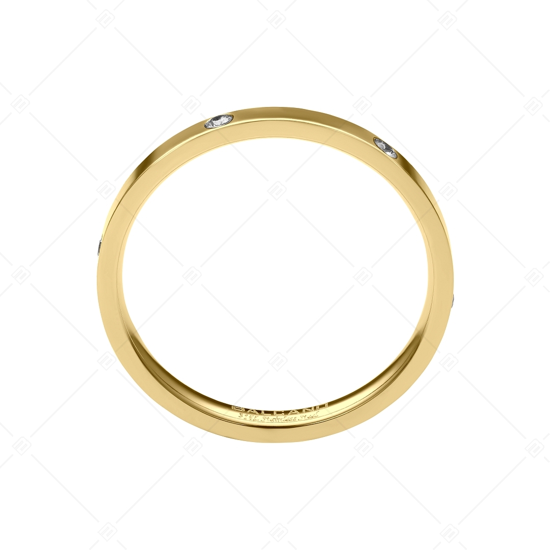BALCANO - Six / Edelstahl Ring mit Zirkonia Edelsteinen und Hochglanzpolierung mit 18K Gold Beschichtung (041213BC88)