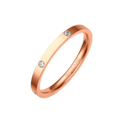 BALCANO - Six / Stainless Steel Ring With Zirconia Gemstone, High Polished and 18K Rose Gold Plated