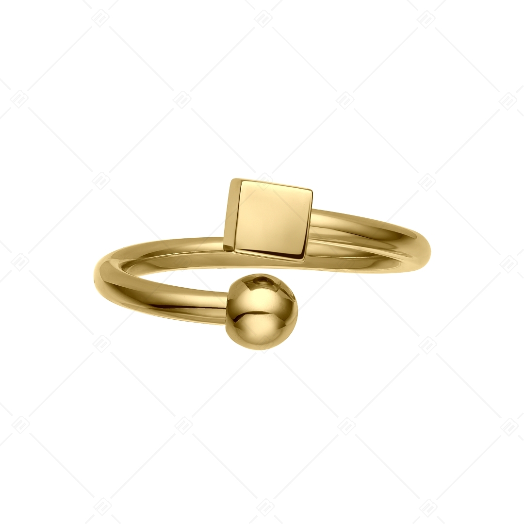 BALCANO - Gamer / Stainless Steel Ring With a Dice and a Ball, 18K Gold Plated (041214BC88)