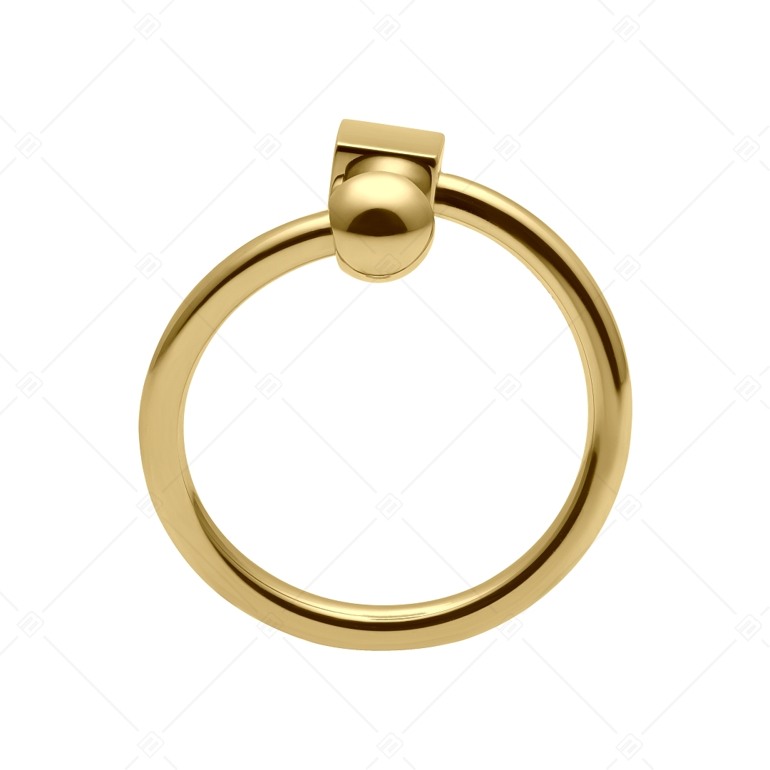 BALCANO - Gamer / Stainless Steel Ring With a Dice and a Ball, 18K Gold Plated (041214BC88)