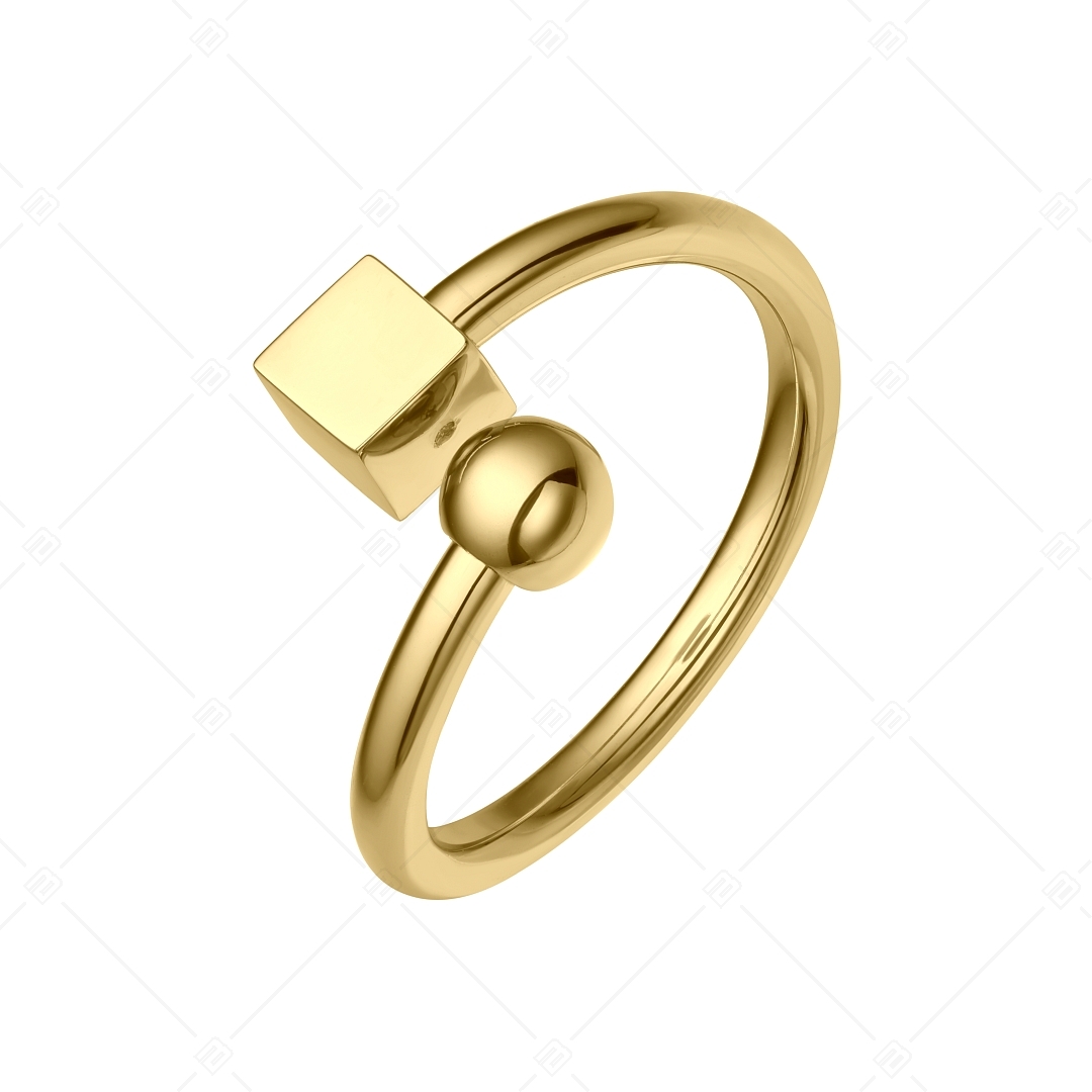 BALCANO - Gamer / Edelstahl Ring mit einem Würfel und einem Ball und 18K Gold Beschichtung (041214BC88)