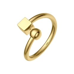 BALCANO - Gamer / Stainless Steel Ring With a Dice and a Ball, 18K Gold Plated