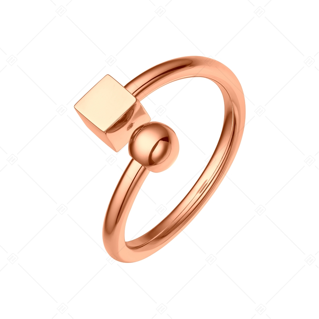 BALCANO - Gamer / Stainless Steel Ring With a Dice and a Ball, 18K Rose Gold Plated (041214BC96)
