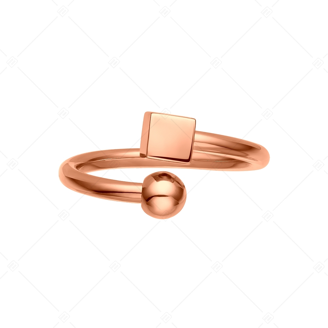 BALCANO - Gamer / Stainless Steel Ring With a Dice and a Ball, 18K Rose Gold Plated (041214BC96)