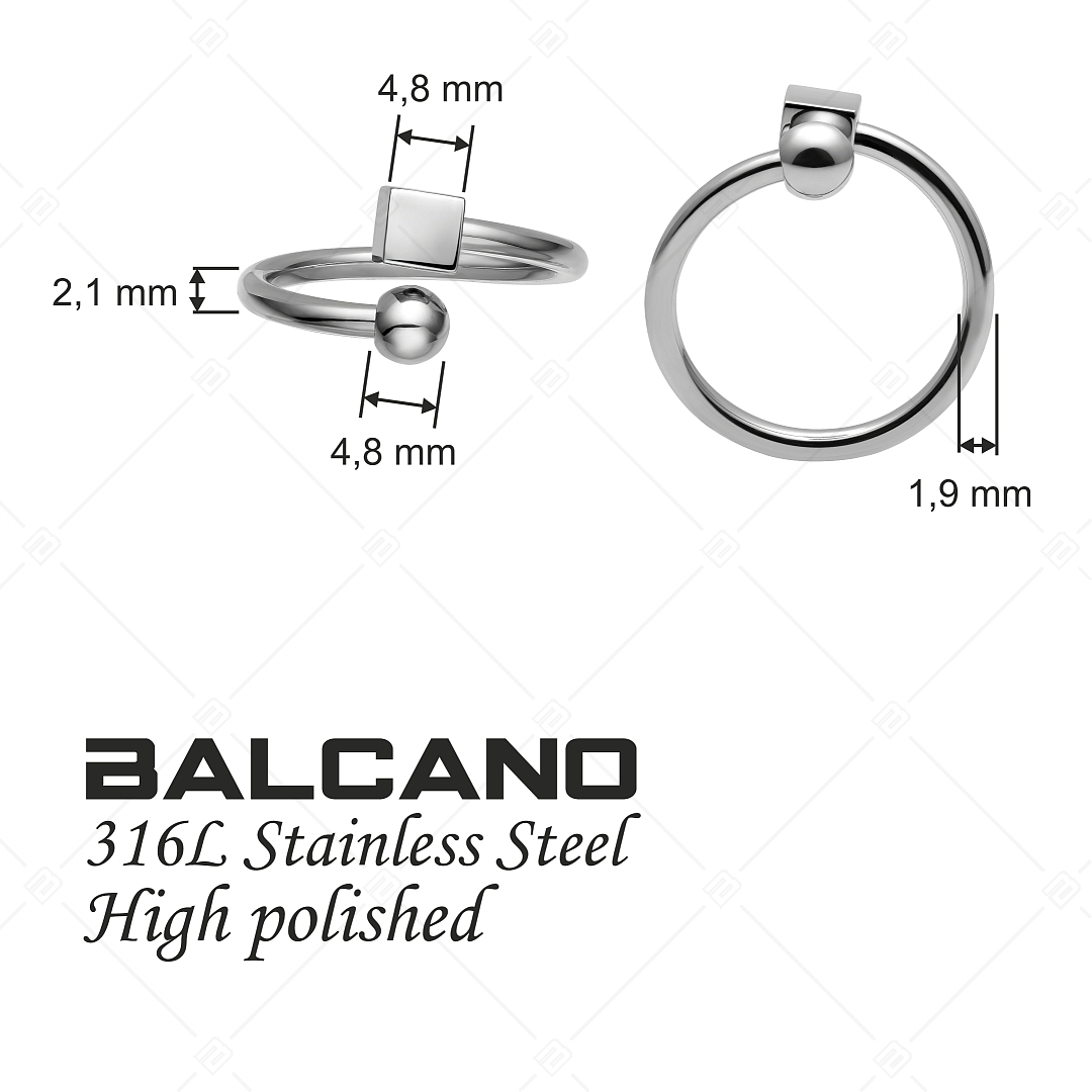 BALCANO - Gamer / Bague en acier inoxydable avec un dé et une balle, avec hautement polie (041214BC97)