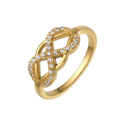 BALCANO - Infinity Gem / Ring With Infinity Symbol and Cubic Zirconia, 18K Gold Plated