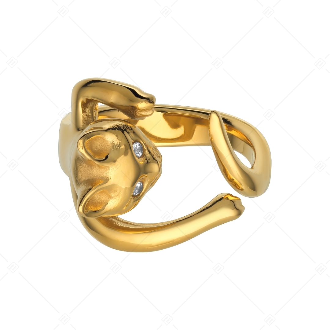 BALCANO - Kitten / Ring in Kätzchenform mit Zirkonia Augen, 18K vergoldet (041216BC88)