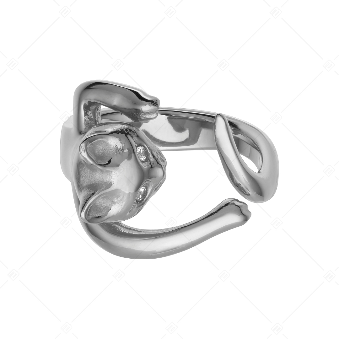 BALCANO - Kitten / Kitten shaped ring with zirconia eyes, high polished (041216BC97)