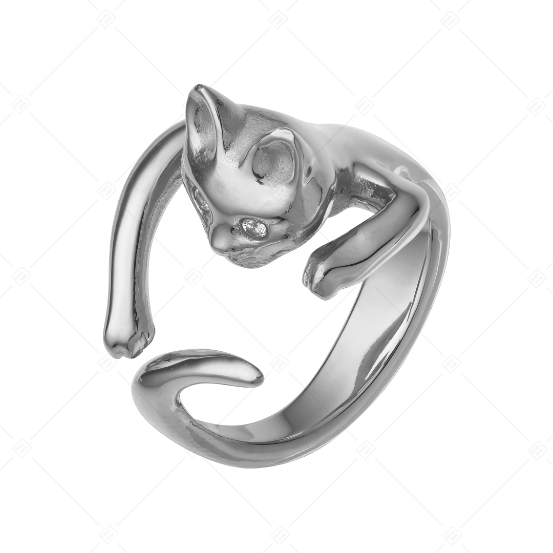 BALCANO - Kitten / Ring in Kätzchenform mit Zirkonia Augen, spiegelglanzpoliert (041216BC97)