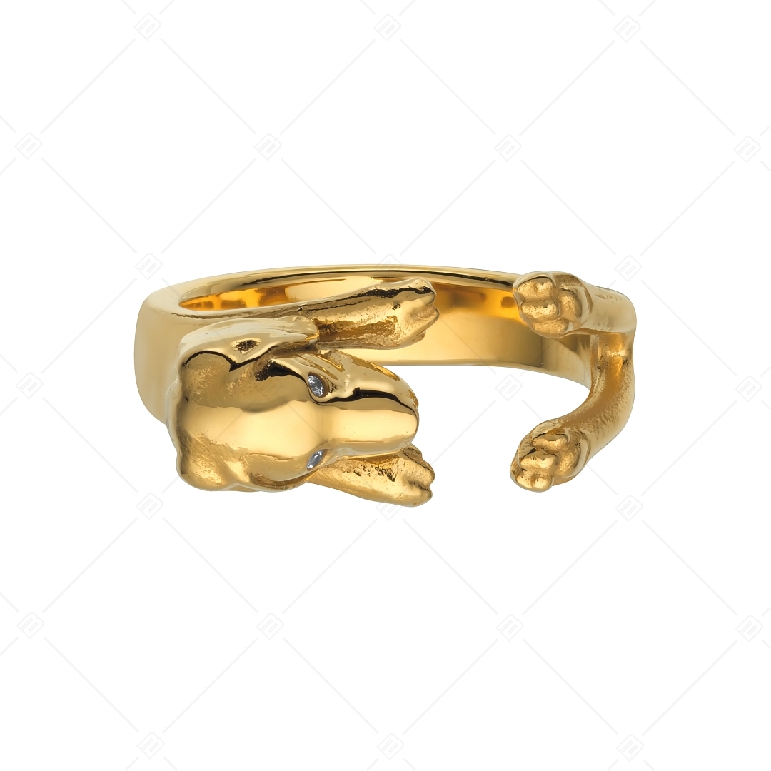 BALCANO - Puppy / Puppy Shaped Ring With Zirconia Eyes, 18K Gold Plated (041217BC88)