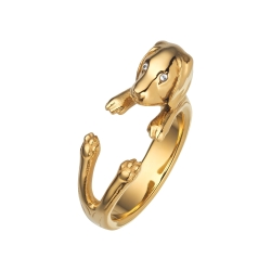 BALCANO - Puppy / Puppy shaped ring with zirconia eyes,  18K gold plated