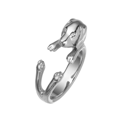 BALCANO - Puppy / Puppy Shaped Ring With Zirconia Eyes, High Polished