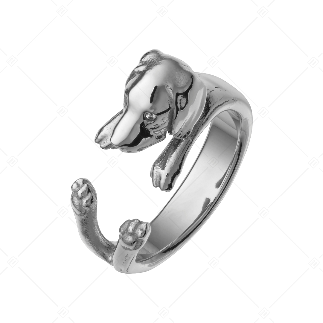 BALCANO - Puppy / Ring in Hündchenform mit Zirkonia Augen, spiegelglanzpoliert (041217BC97)