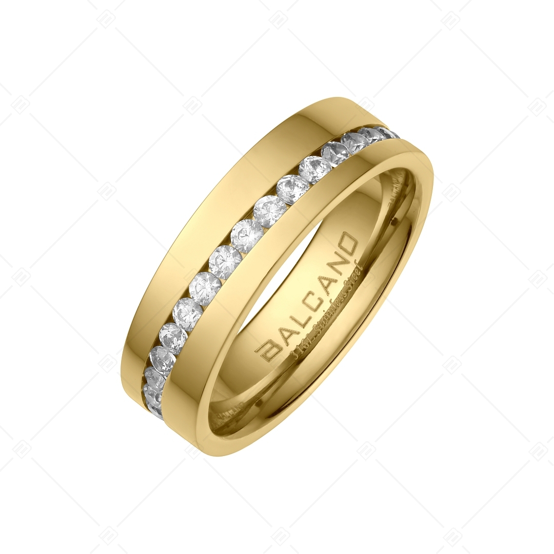 BALCANO - Jessica / Stainless Steel Ring With Zirconia Gemstones Around and 18K Gold Plated (041218BC88)