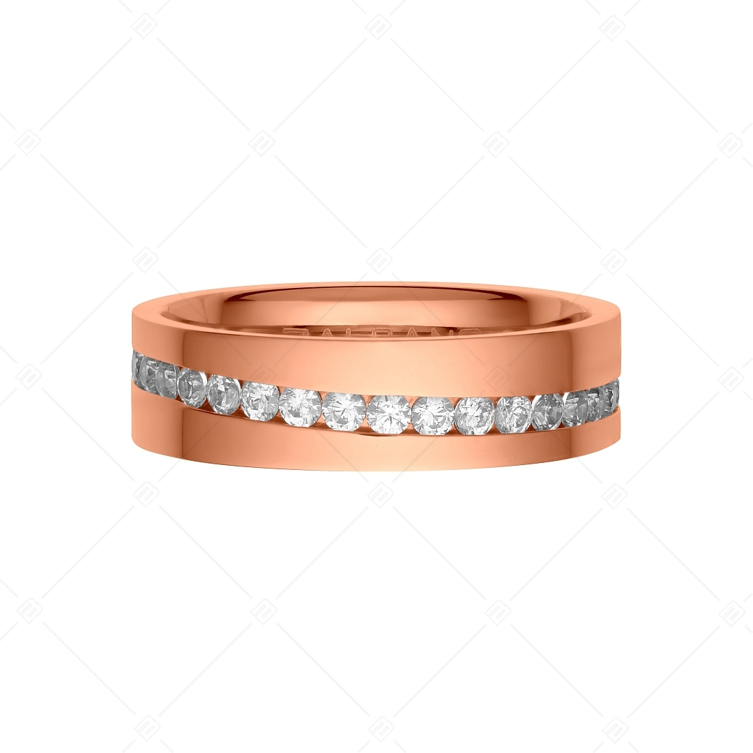 BALCANO - Jessica / Edelstahl Ring mit Zirkonia Kristallen rund herum und 18K Roségold Beschichtung (041218BC96)