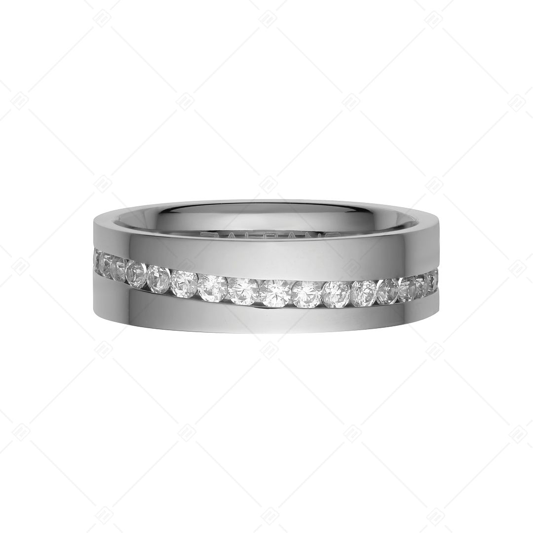 BALCANO - Jessica / Edelstahl Ring mit Zirkonia Kristallen rund herum und Hochglanzpolierung (041218BC97)