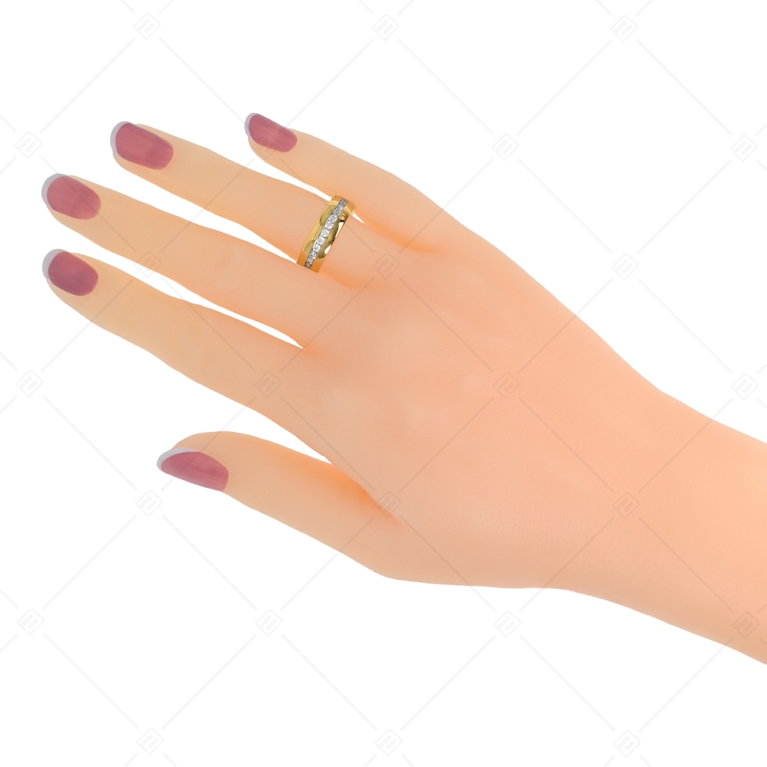BALCANO - Lucy / Edelstahl Ring mit Zirkonia Kristallen rund herum und 18K Vergoldung (041219BC88)