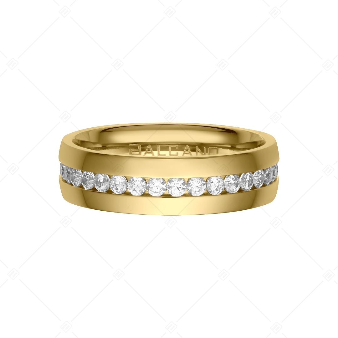 BALCANO - Lucy / Edelstahl Ring mit Zirkonia Kristallen rund herum und 18K Gold Beschichtung (041219BC88)