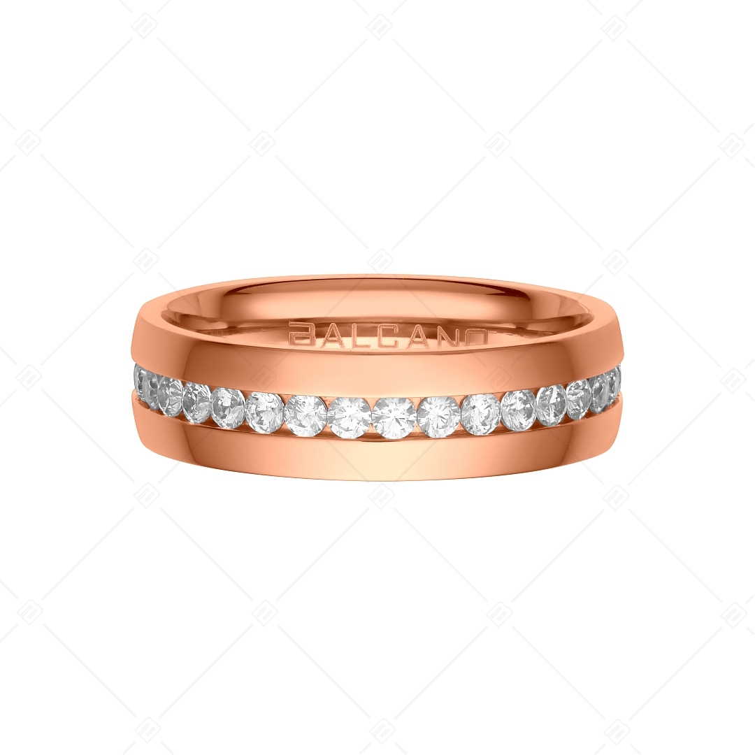 BALCANO - Lucy / Edelstahl Ring mit Zirkonia Kristallen rund herum und 18K Roségold Beschichtung (041219BC96)