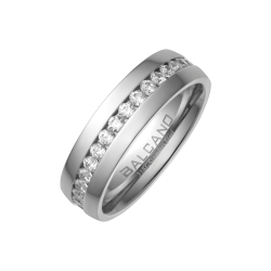 BALCANO - Lucy / Edelstahl Ring mit Zirkonia Kristallen rund herum und Hochglanzpolierung