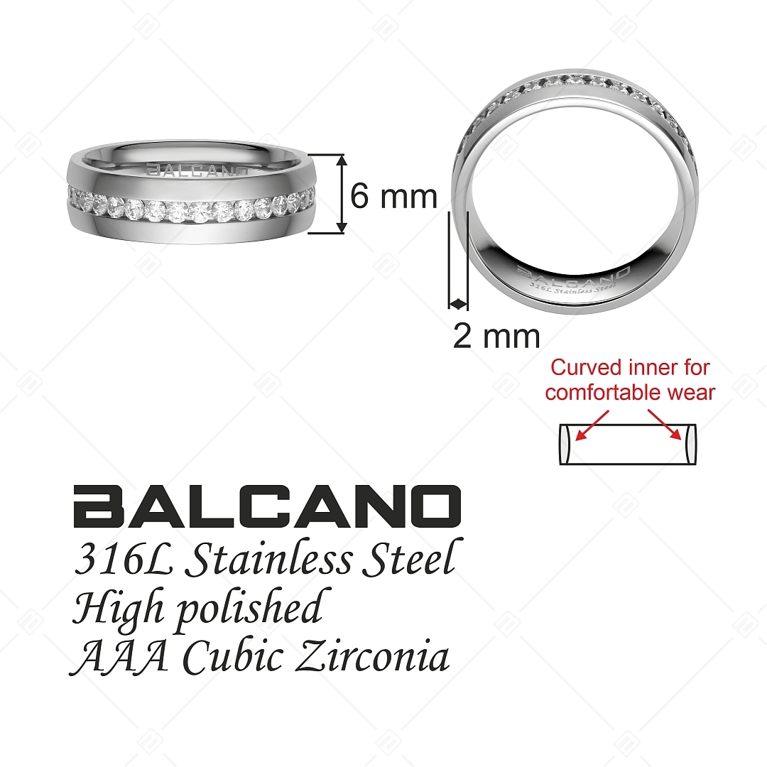 BALCANO - Lucy / Stainless Steel Ring With Zirconia Gemstones Around, High Polished (041219BC97)