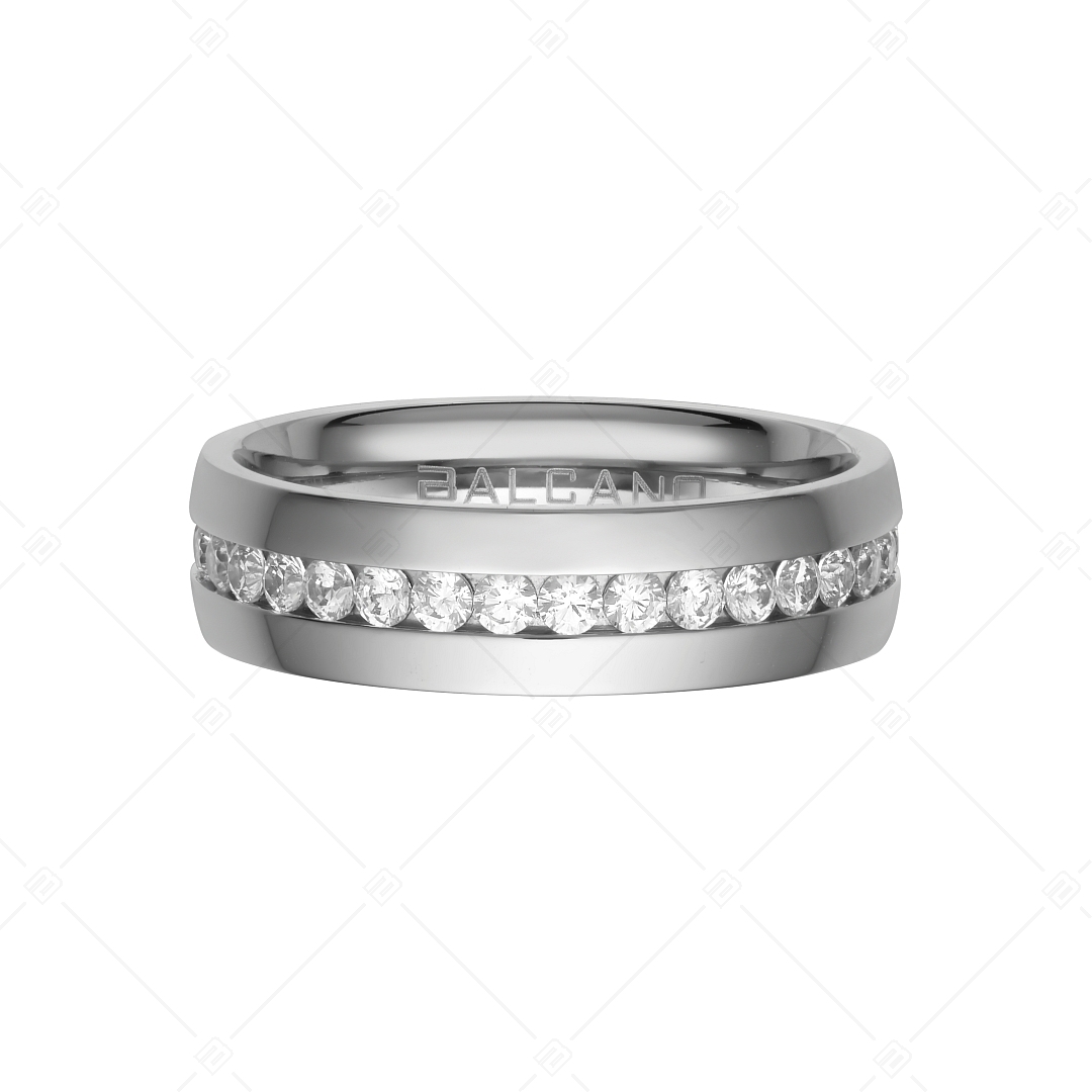 BALCANO - Lucy / Edelstahl Ring mit Zirkonia Kristallen rund herum und Hochglanzpolierung (041219BC97)