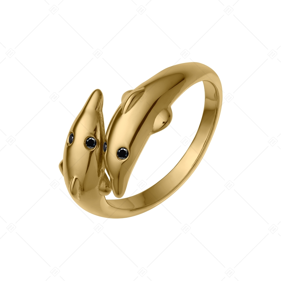 BALCANO - Dolphin / Dolphin shaped ring with zirconia eyes, 18K gold plated (041220BC88)
