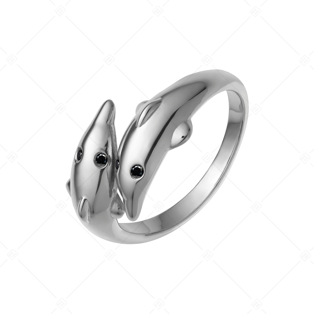 BALCANO - Dolphin / Dolphin shaped ring with zirconia eyes, high polished (041220BC97)