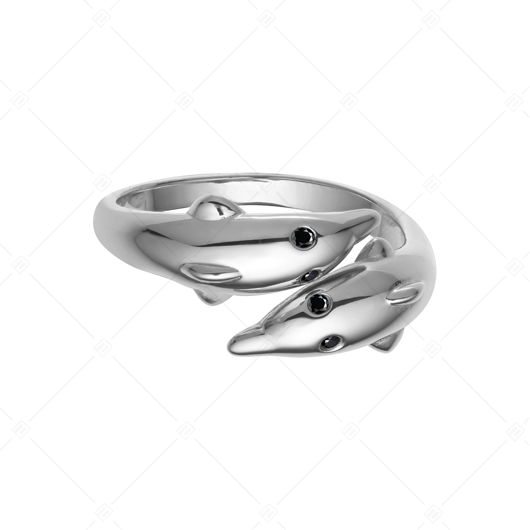 BALCANO - Dolphin / Dolphin shaped ring with zirconia eyes, high polished (041220BC97)