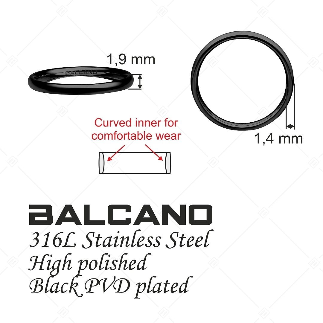 BALCANO - Simply / Bague alliance fine avec revêtement en PVD noir (041222BC11)