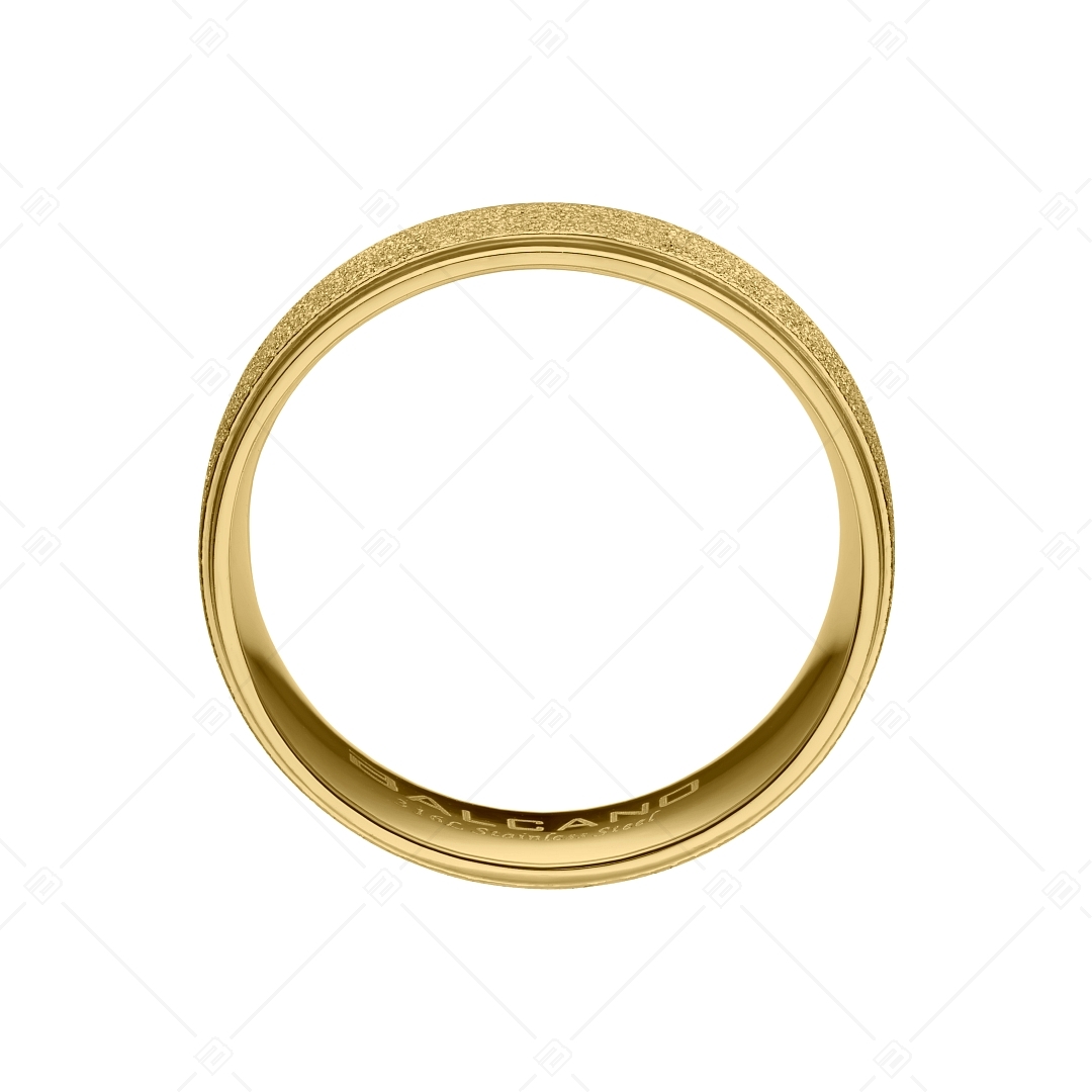 BALCANO - Cornelia / Einzigartiges Edelstahl Ringpaar mit Glitzer Oberfläche und 18K Gold Beschichtung und mit Zirkonia (041223BC88)