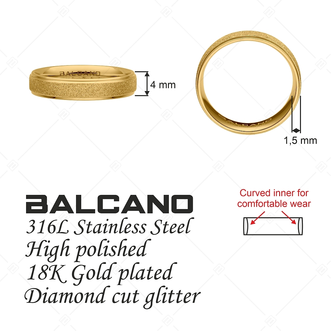 BALCANO - Cornelia / Unique 18K Gold Plated Stainless Steel Ring Pair  With Glitter and With Zirconia Gemstone (041223BC88)
