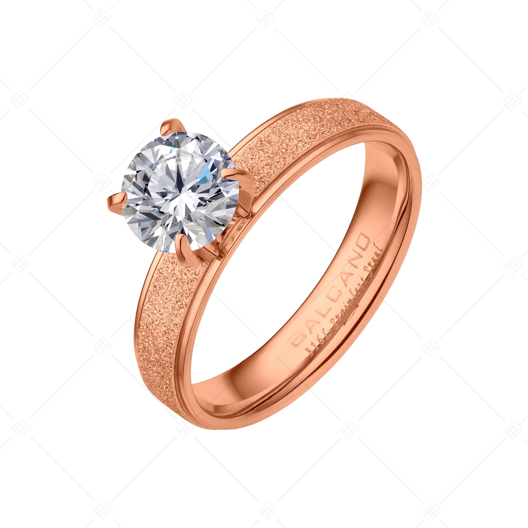 BALCANO - Cornelia / Unique 18K Rose Gold Plated Stainless Steel Ring Pair With Glitter and With Zirconia Gemstone (041223BC96)