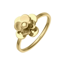 BALCANO - Rose / Stainless steel ring with flower, 18K gold plated