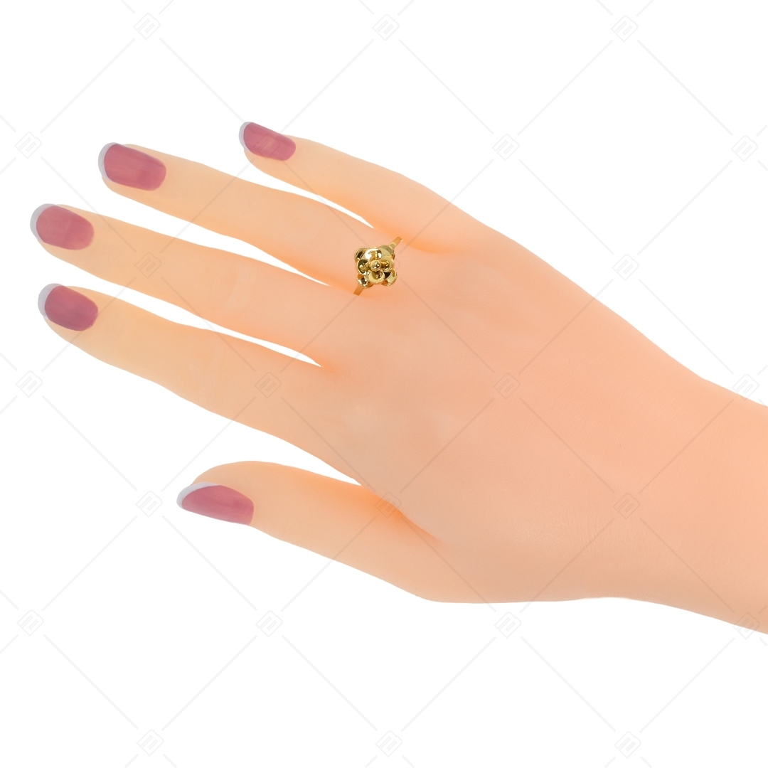 BALCANO - Rose / Stainless Steel Ring With Flower, 18K Gold Plated (041225BC88)