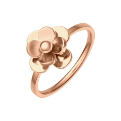 BALCANO - Rose / Stainless Steel Ring With Flower, 18K Rose Gold Plated