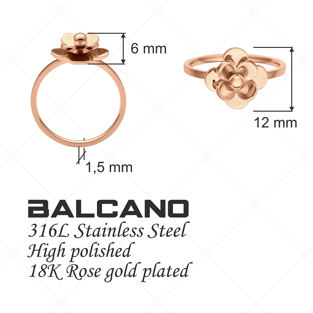 BALCANO - Rose / Edelsthal Ring mit Blumenkopf, 18K rosévergoldet (041225BC96)