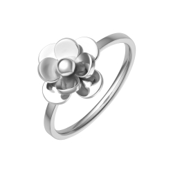 BALCANO - Rose / Edelstahl Ring mit Blumenkopf und Spiegelglanzpolierung