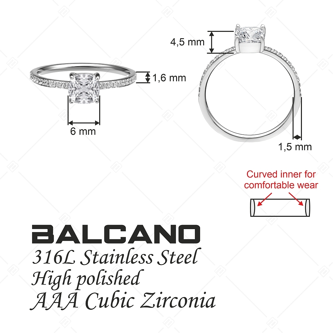 BALCANO - Sonja / Thin Stainless Steel Ring With Zirconia Gemstones, High Polished (041226BC00)