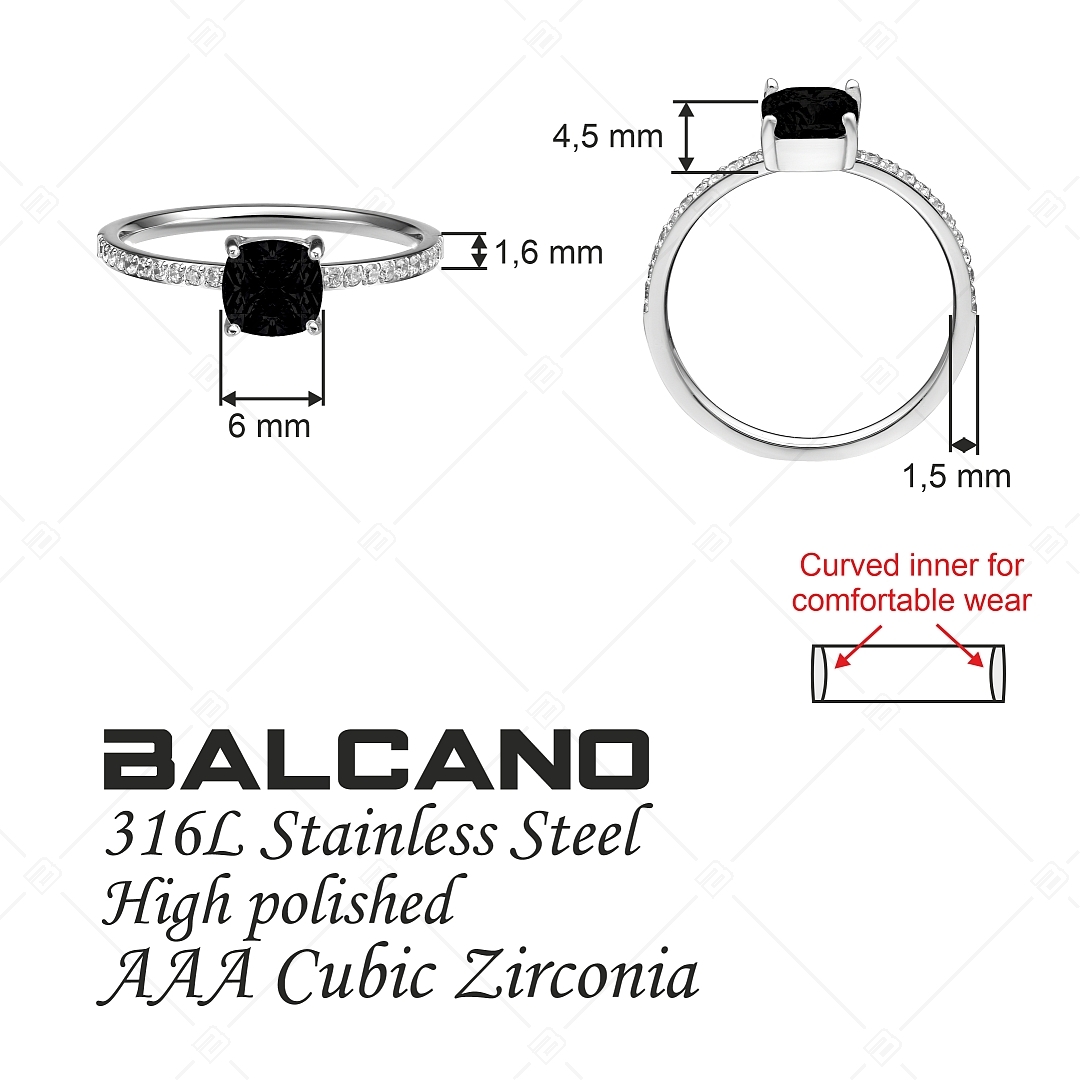 BALCANO - Sonja / Thin Stainless Steel Ring With Zirconia Gemstones, High Polished (041226BC11)