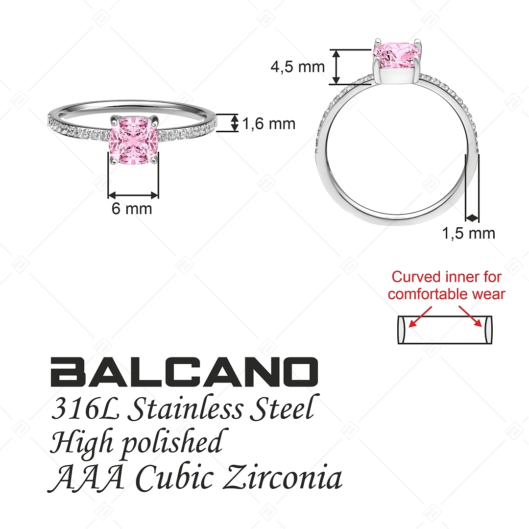 BALCANO - Sonja / Thin Stainless Steel Ring With Zirconia Gemstones, High Polished (041226BC28)