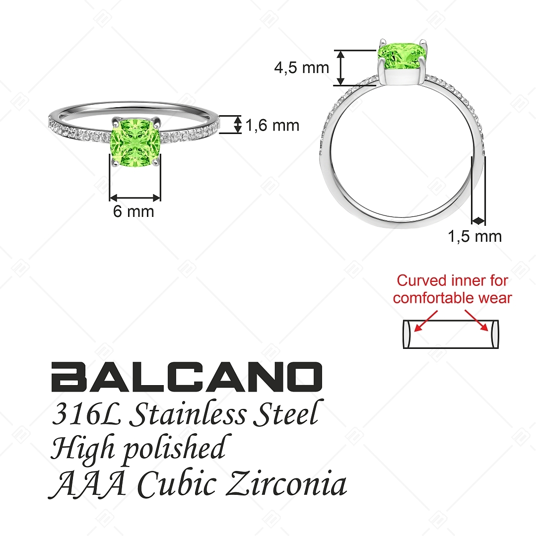 BALCANO - Sonja / Thin Stainless Steel Ring With Zirconia Gemstones, High Polished (041226BC38)