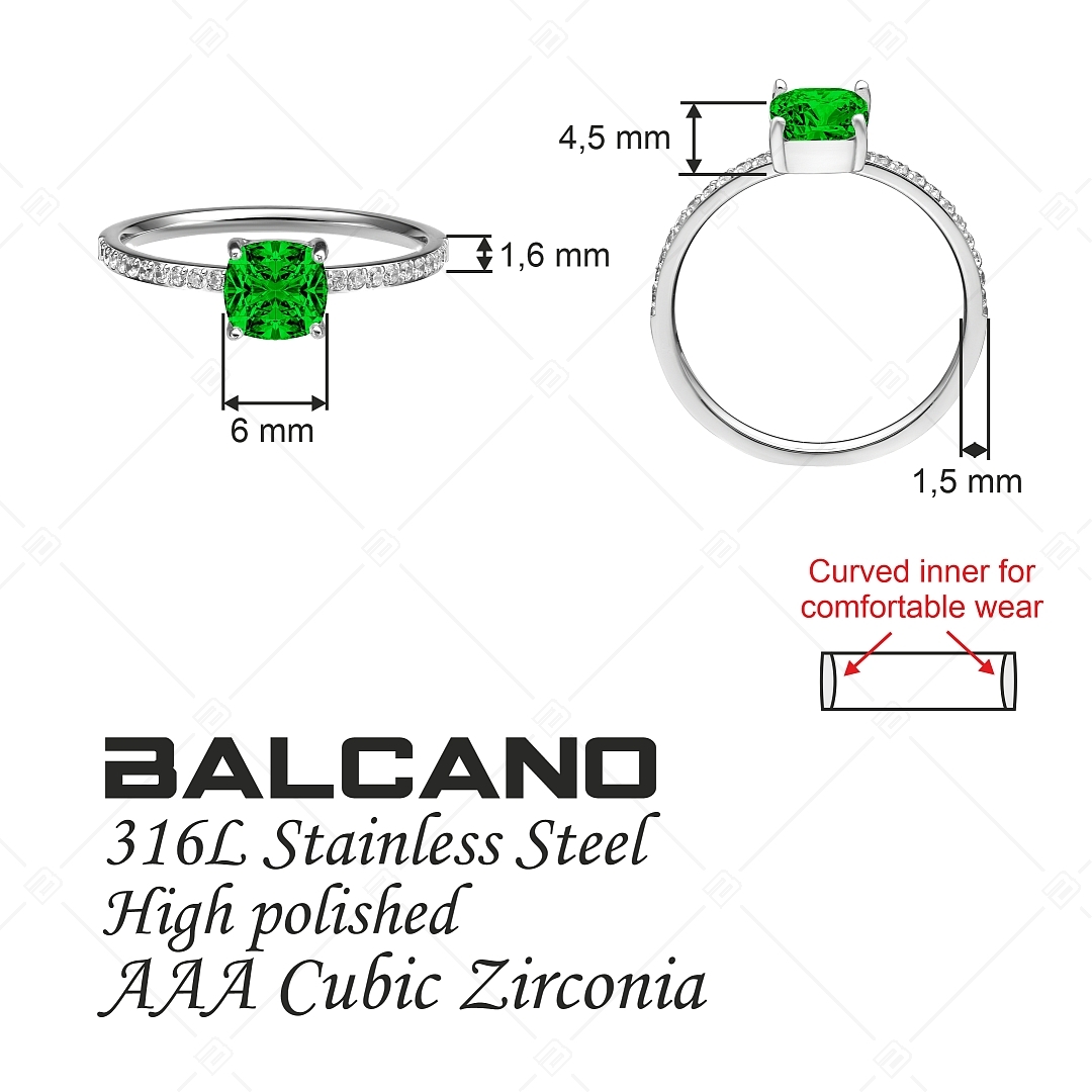BALCANO - Sonja / Thin Stainless Steel Ring With Zirconia Gemstones, High Polished (041226BC39)