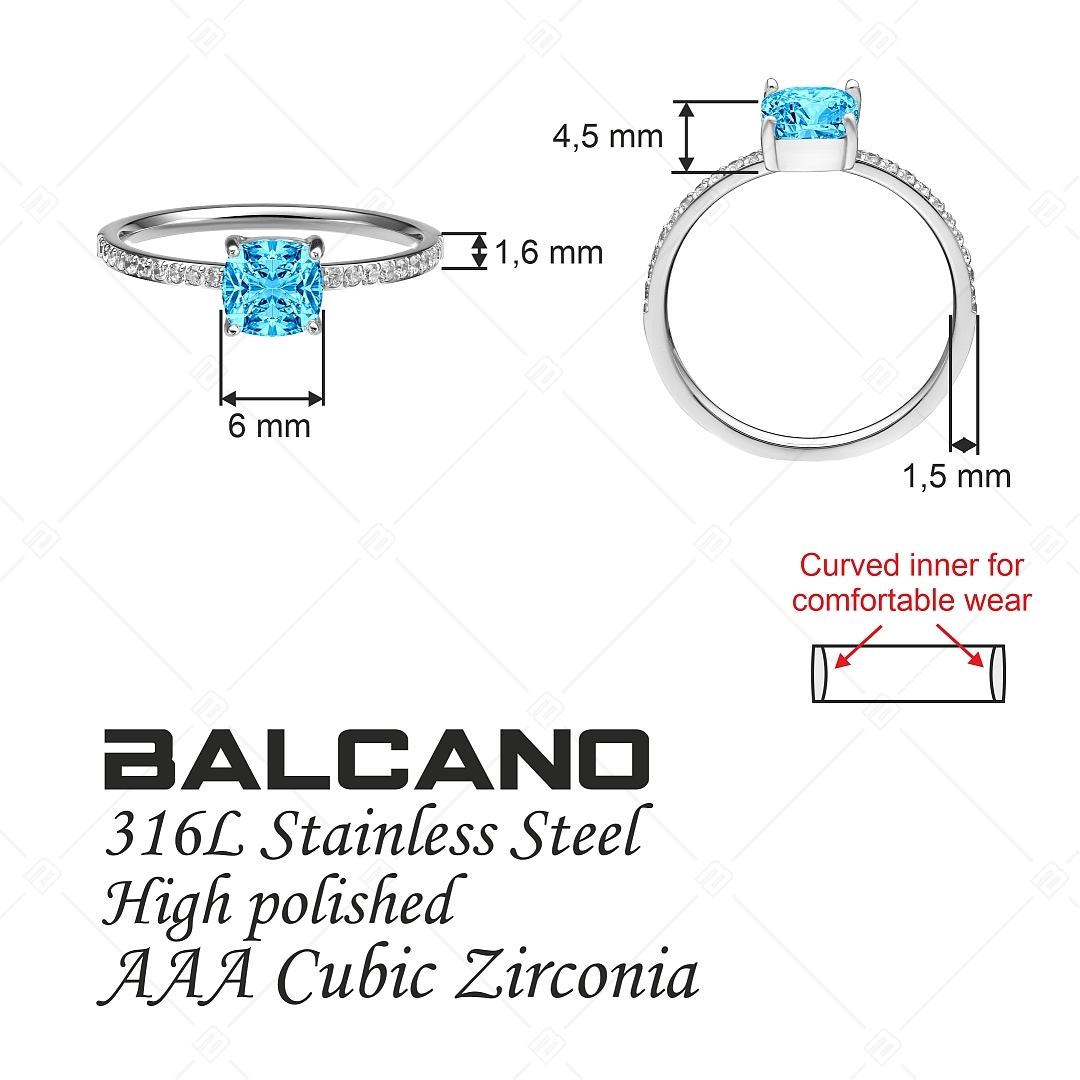 BALCANO - Sonja / Thin Stainless Steel Ring With Zirconia Gemstones, High Polished (041226BC48)