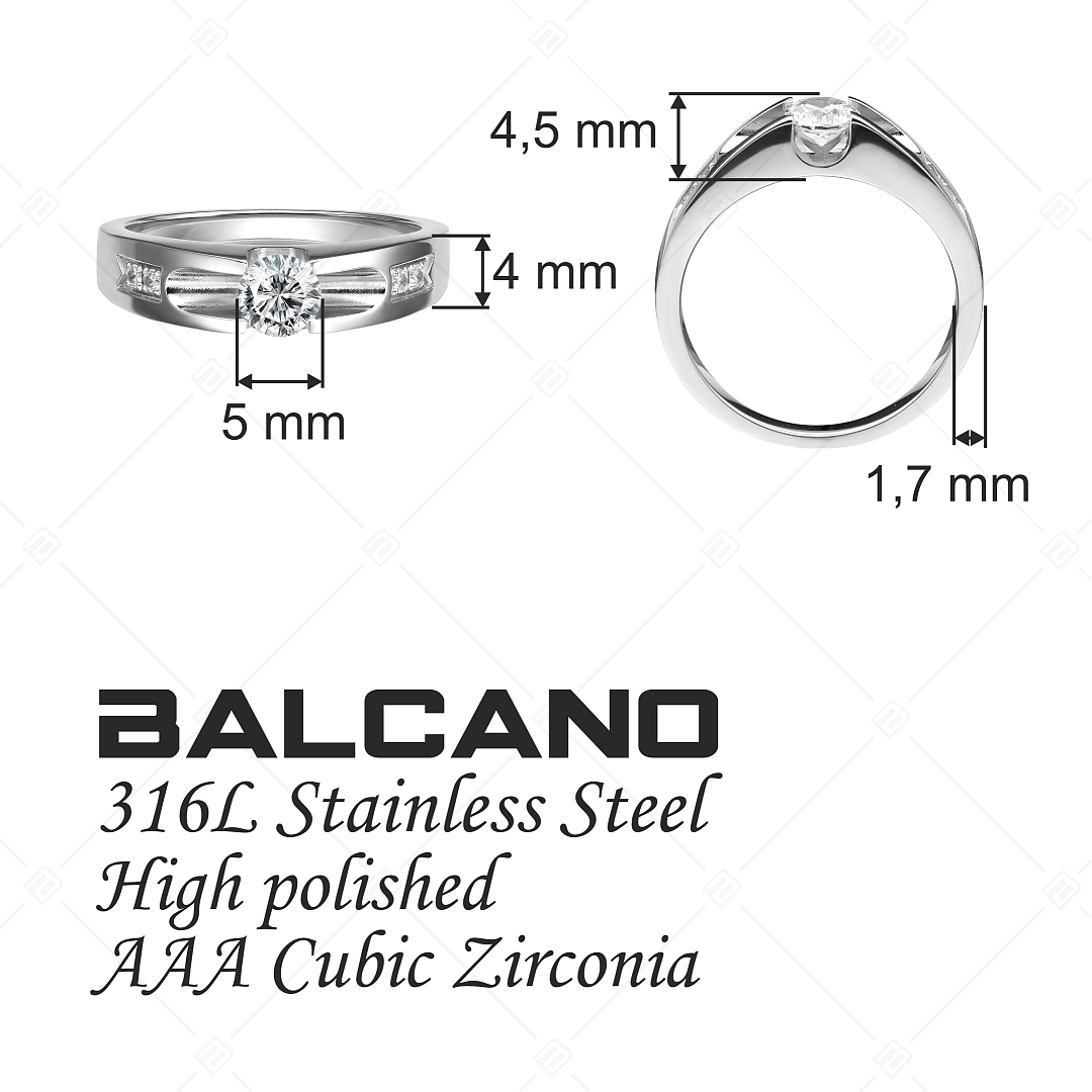 BALCANO - Grace / Bague en acier inoxydable avec pierres précieuses de zircone et avec hautement polie (041227BC97)